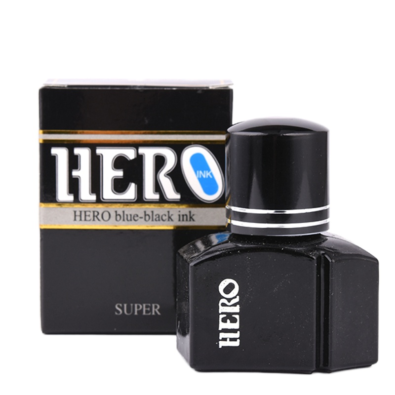 英雄(HERO)200墨水 钢笔水学生用颜料型非碳素墨水 25ml 蓝黑色 2瓶装(七包服务)