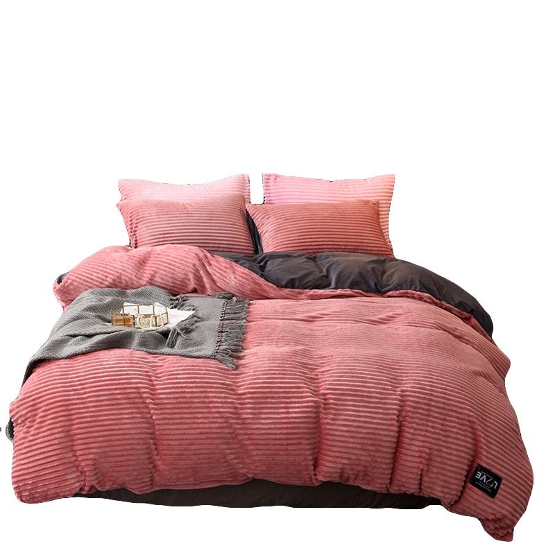 南极人(NanJiren)家纺 冬季双面华夫格牛奶绒绣花四件套法兰绒四件套加绒床上床单被套保暖床单被套床上用品