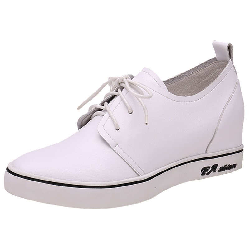 森林公主女鞋春夏新款内增高单鞋女牛皮韩版系带板鞋百搭时尚小白鞋