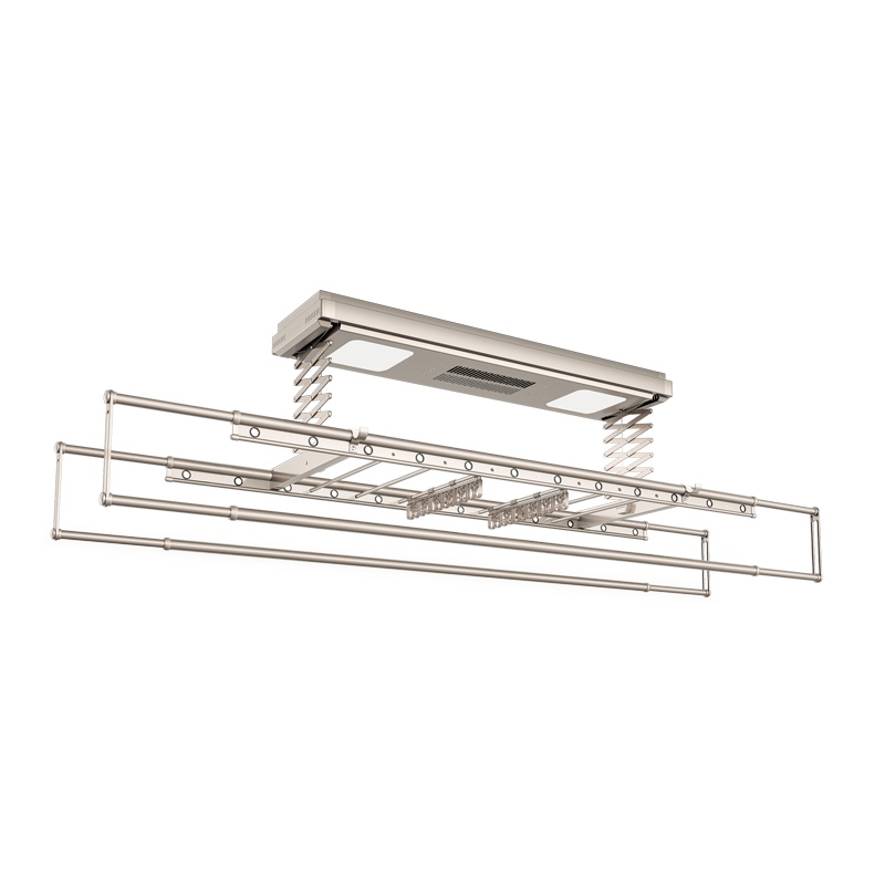 好太太 苏宁定制款 电动晾衣架遥控升降智能晾衣机烘干风干家用阳台晒衣伸缩杆HN-D505B-ZFH 香槟色