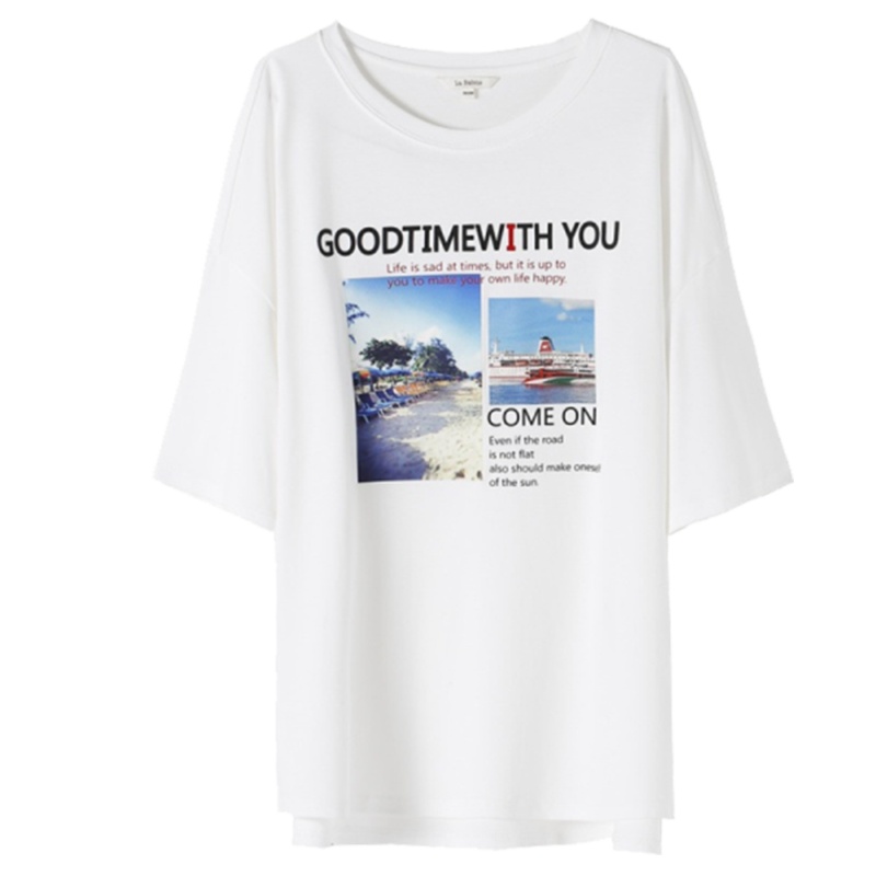 【专柜同款】拉夏贝尔旗下夏季新款宽松上衣纯棉简约大方百搭女式T恤60008125