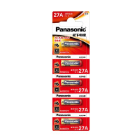 松下(Panasonic)碱性27A 12V干电池5粒 LRV27A/1B5C 适用于电子遥控器防盗卷帘门引闪器