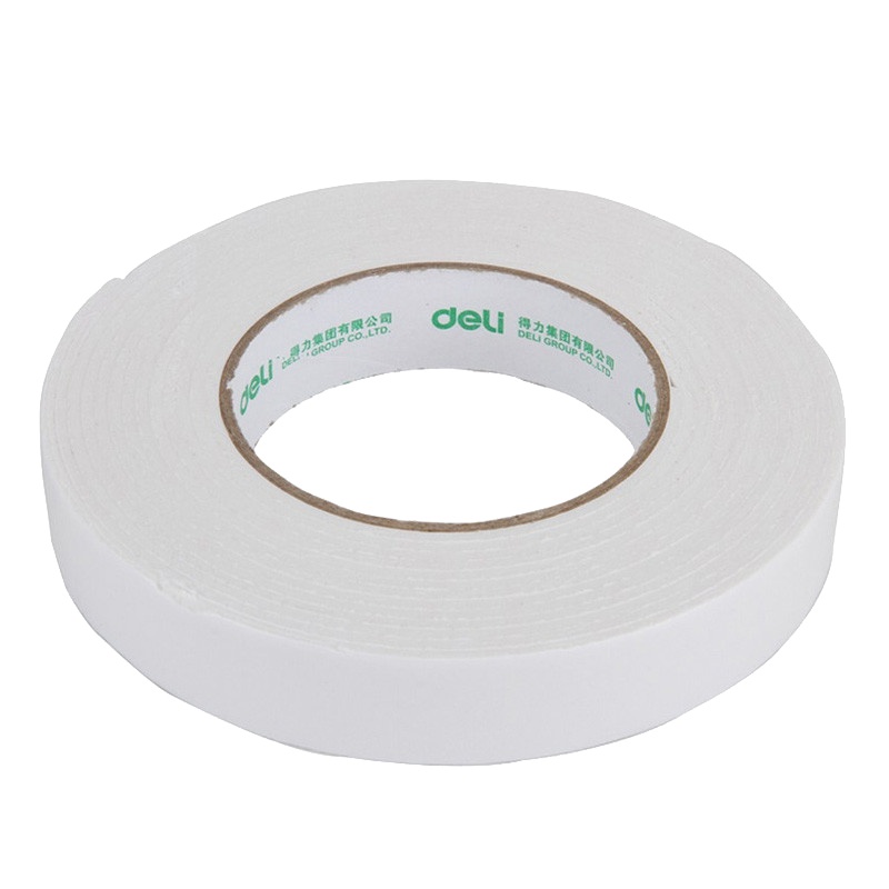 得力(deli)30406棉纸双面胶带 8卷 18mm*10y薄款粘胶层 办公用品 黏胶用品