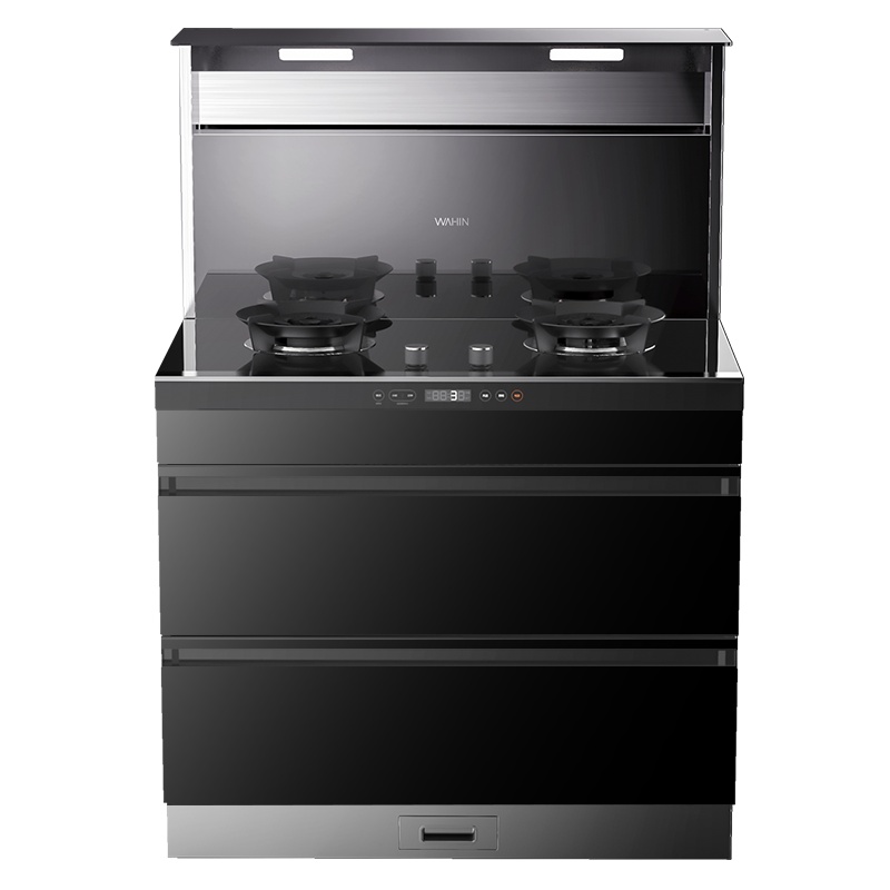 美的出品WAHIN华凌集成灶JJZT-90WD10-G 厨房环保灶一体灶台 侧吸式抽油烟机燃气灶消毒柜套装 天然气集成灶