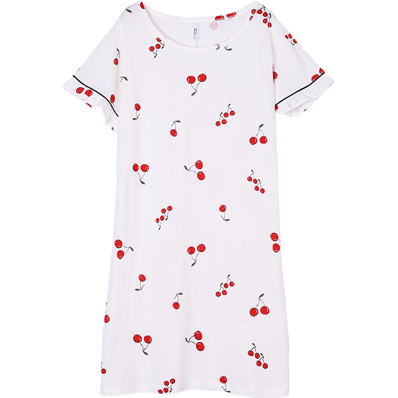 红豆居家(Hodohome)2019年夏季女士新款纯棉时尚印花睡裙