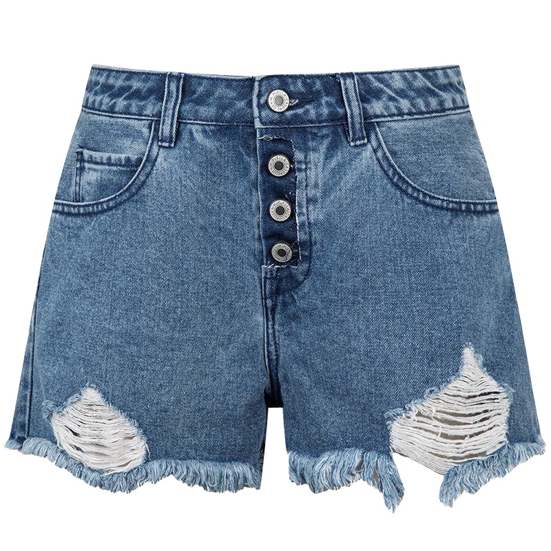 拉夏贝尔Puella夏季新百搭破洞潮显瘦毛边直筒个性超短牛仔裤女20011901