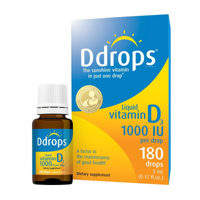 加拿大Ddrops成人维生素D3滴剂 1000iu 5ml/瓶