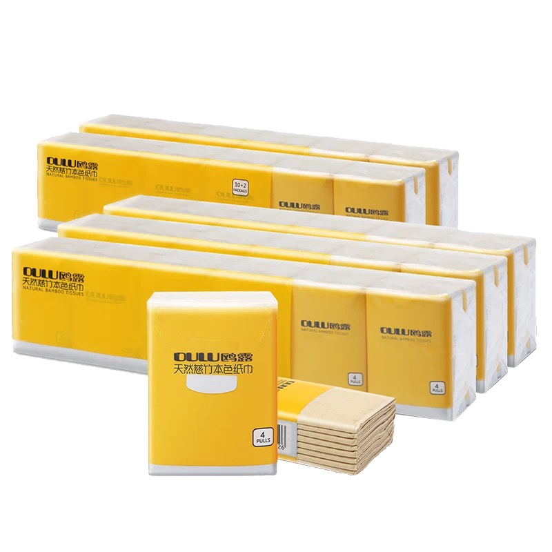 鸥露 竹浆本色手帕纸加厚三层48包整箱销售