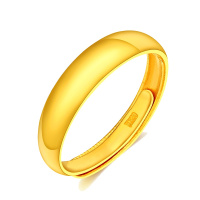 ZHAO LIANG兆亮珠宝 黄金戒指男女款金戒指足金999简约光圈光面指环宽情侣活口戒指