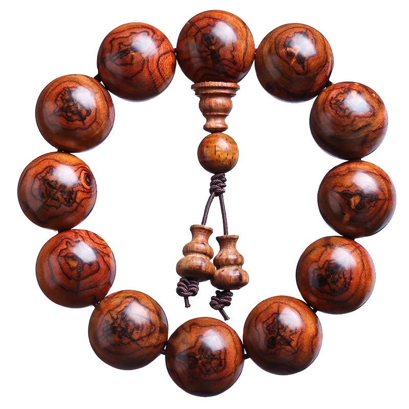 月印百川 黄花梨木手串 海黄天眼纹油梨佛珠手链