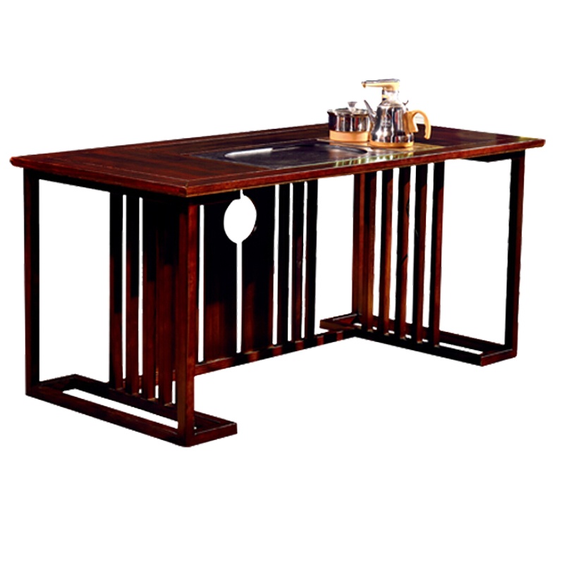 欧宝美实木茶桌椅组合功夫茶桌新中式茶几桌实木茶台1600*800*720mm