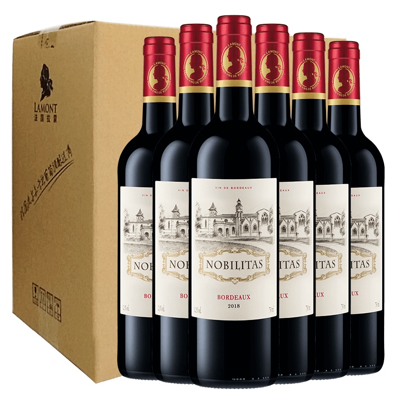 [拉蒙自营旗舰店]拉蒙,LAMONT法国波尔多原瓶进口AOC级 雾榭园干红葡萄酒整箱装750ml*6
