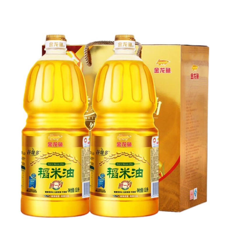 金龙鱼谷维多稻米油(礼盒装/非转基因)1.8L*2