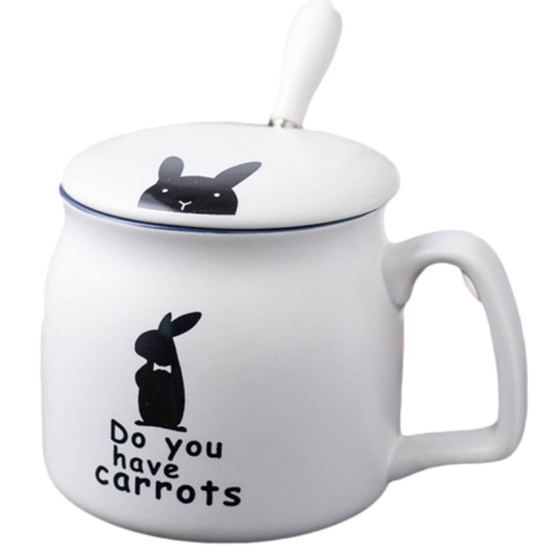 贝瑟斯 简约陶瓷马克杯办公室喝水杯子大容量咖啡杯带盖勺