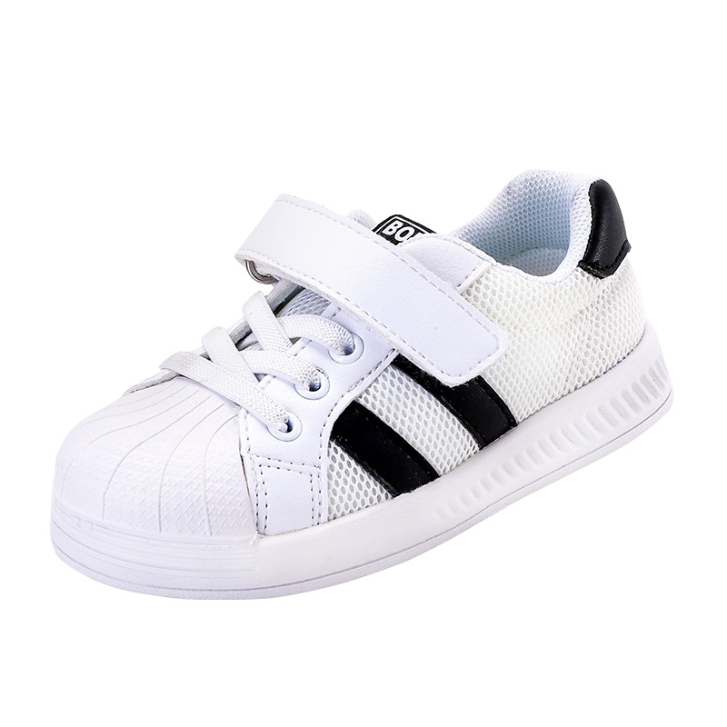 巴布豆童鞋2020春新款儿童小白鞋透气男童板鞋女童贝壳头1-3岁宝宝鞋子