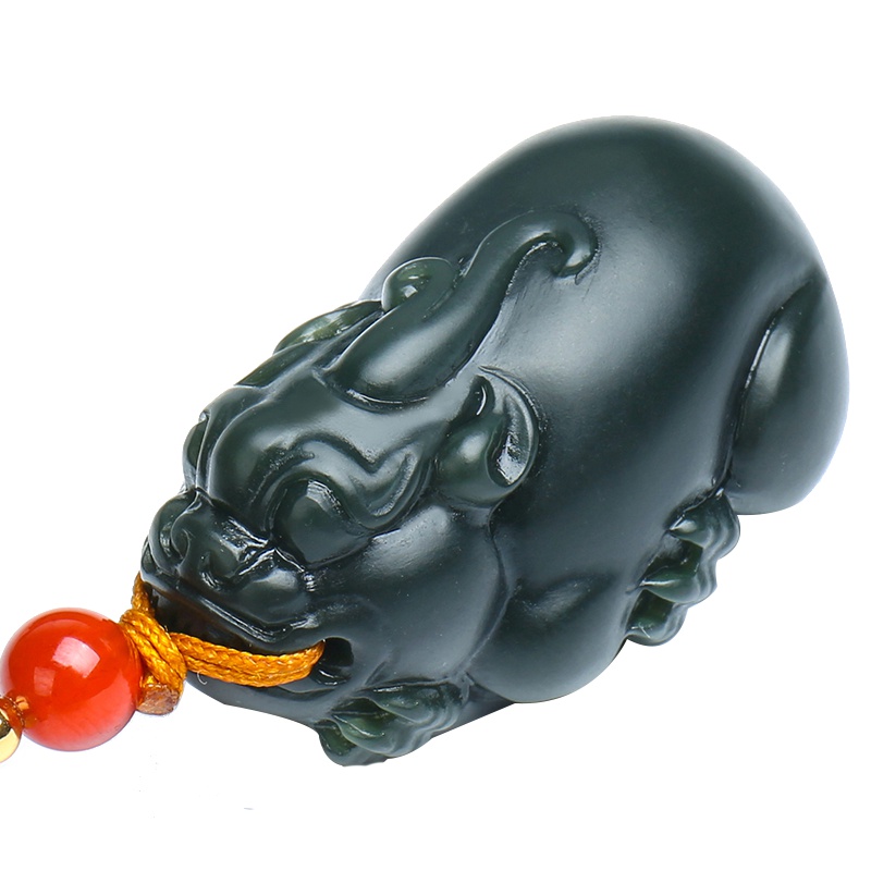 印象眸 和田玉青玉细料貔貅吊坠 男款霸气貔貅玉石挂件 附送证书