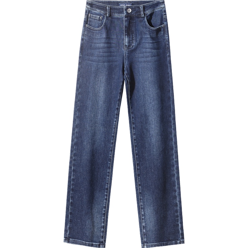 娅丽达女裤2019秋季新款黑色直筒牛仔裤女宽松显瘦高腰大码长裤I3165