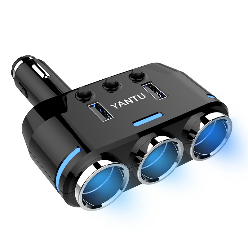 [苏宁自营]沿途(Yantu)点烟器一拖三 B39无线多功能车用插头汽车充插座一拖二带usb车载充电器