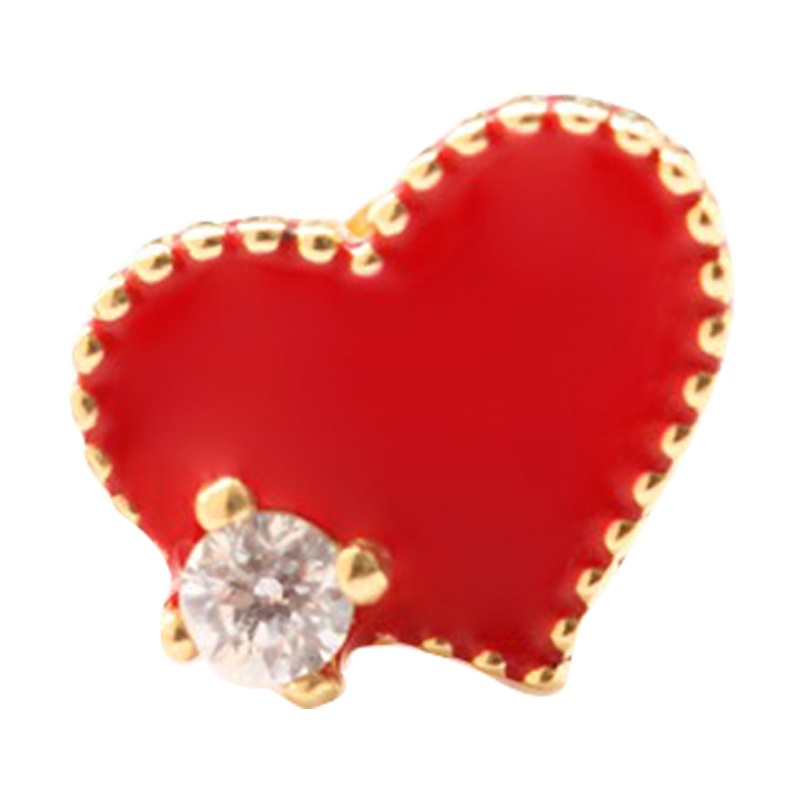 ZHAO LIANG 兆亮珠宝 14K金珐琅耳钉小红心耳针耳饰爱心形耳钉气质