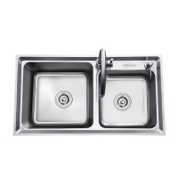 HIGOLD/悍高 拉丝304不锈钢厨房水槽双槽套装 洗菜盆洗碗池加厚厨盆(配980056龙头)