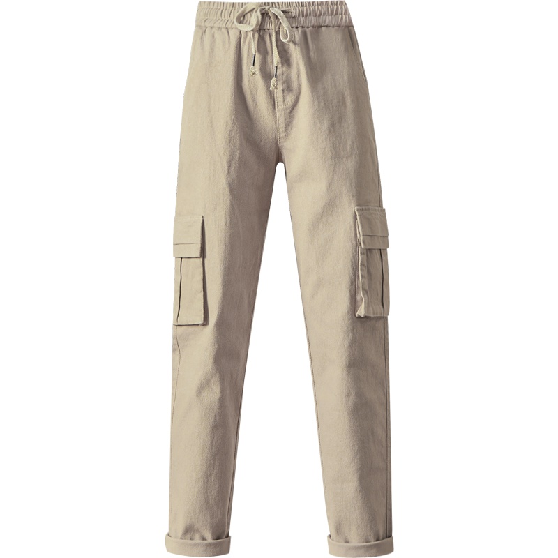 娅丽达女裤2019秋季新款工装裤女直筒宽松复古bf小个子显瘦哈伦裤I3409