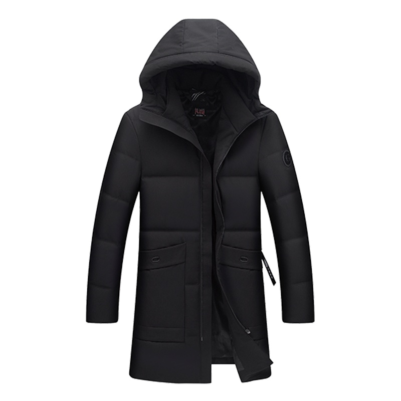 雅鹿男装羽绒服男新款中长款 连帽加厚纯色羽绒服男士外套S34EDYA18898