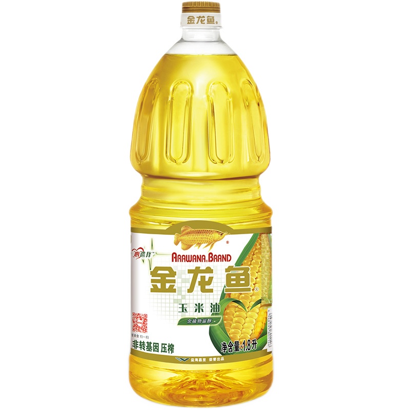 金龙鱼玉米胚芽油1.8L家用炒菜烹饪清香植物油煎炒煮炸厨房用油