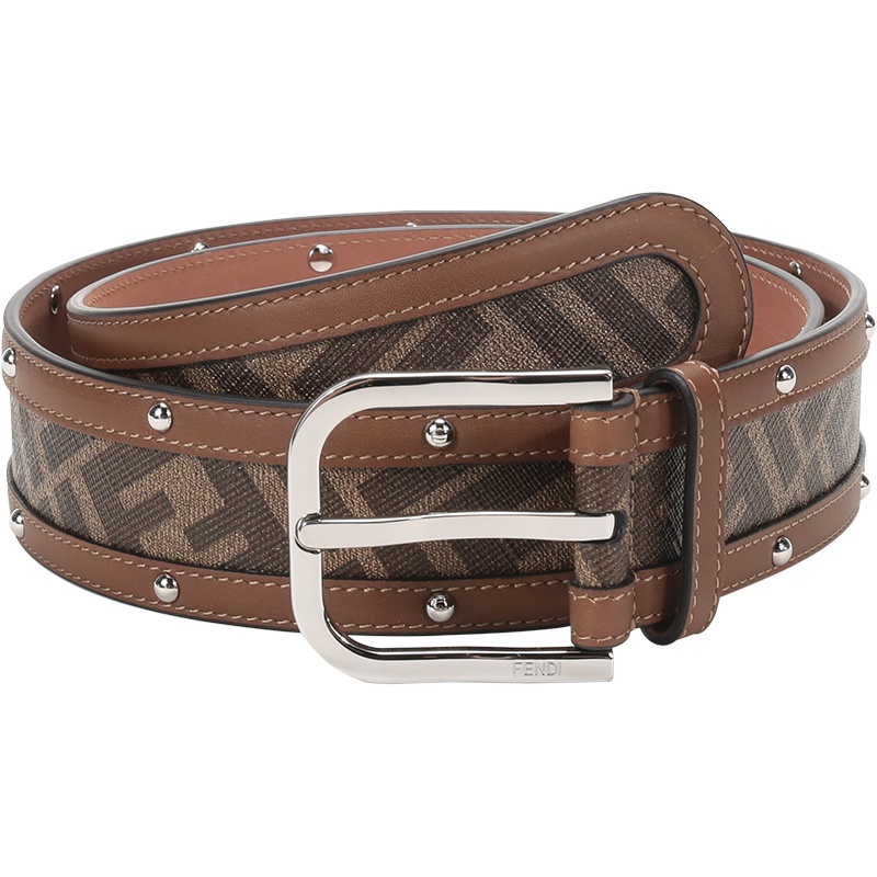 FENDI 男士 涂层织物/牛皮针扣式皮带腰带7C0400 A8V3