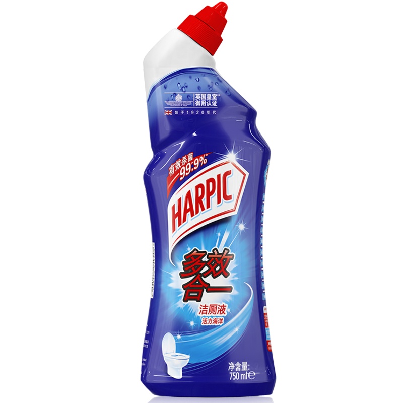 HARPIC多效合一洁厕液活力海洋750ml百年洁厕品牌 洁厕液洁厕剂马桶清洁剂洁厕灵洁厕宝洁厕神器去异味去渍