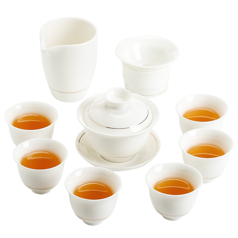 苏氏陶瓷 (SUSHI CERAMICS) 茶具中国白如脂玉羊之玉盖碗功夫茶具礼盒套装