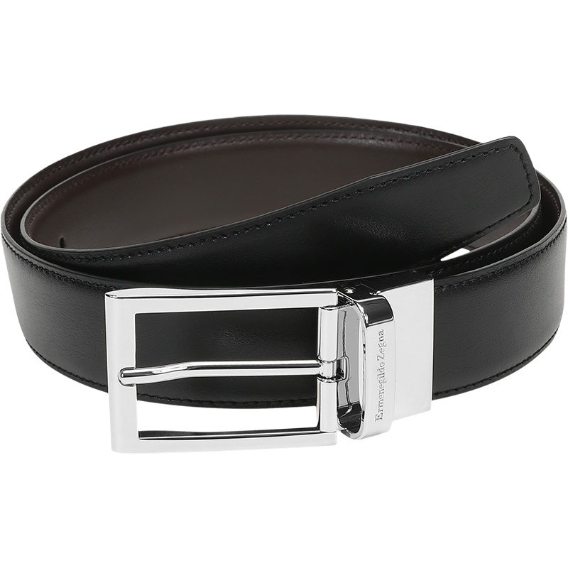 Ermenegildo Zegna 杰尼亚 男士牛皮针扣式双面腰带皮带 ZPJ45 902