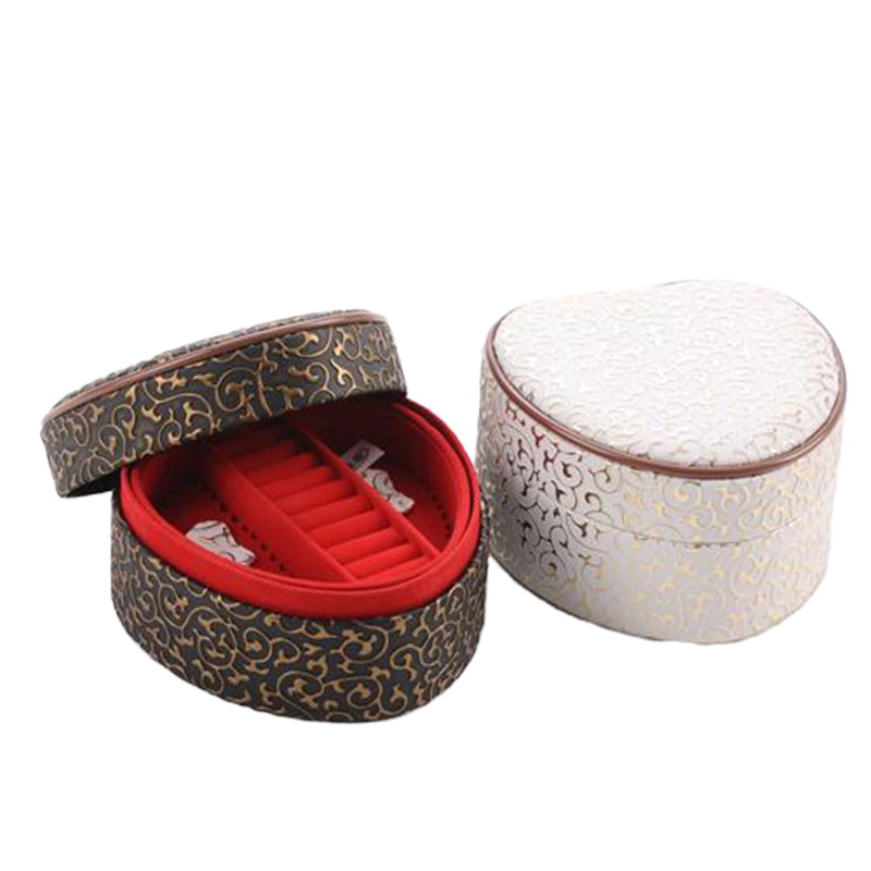 带镜子爱心双层首饰盒/化妆盒简约饰品盒耳环项链戒指收纳盒