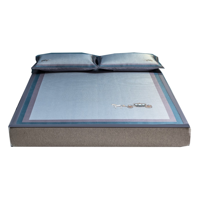 花花公子(PLAYBOY) 夏季冰丝凉席三件套印花冰藤席可水洗可折叠1.5冰凉席1.8m席子