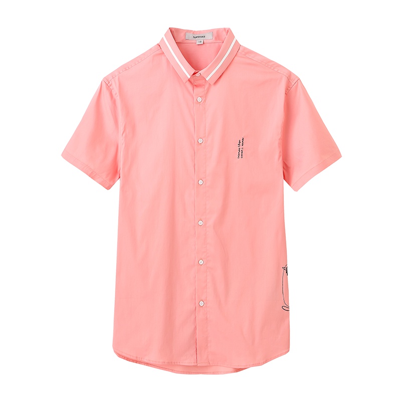 马克华菲夏新款商场同款小清新粉色短袖男士T恤