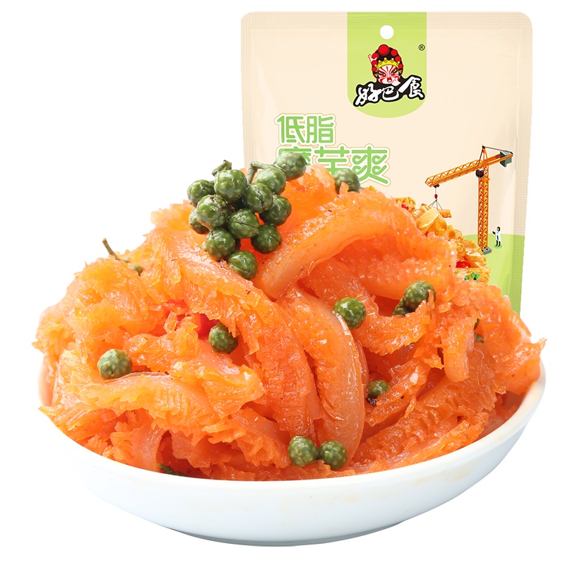 好巴食 休闲零食 低脂魔芋藤椒口味145g 素毛肚魔芋丝辣条素食