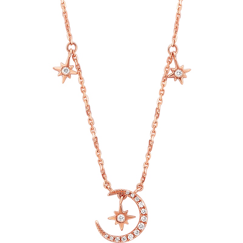 MONOLOGUE独白MIX系列星星月亮9K金钻石星月项链MA616