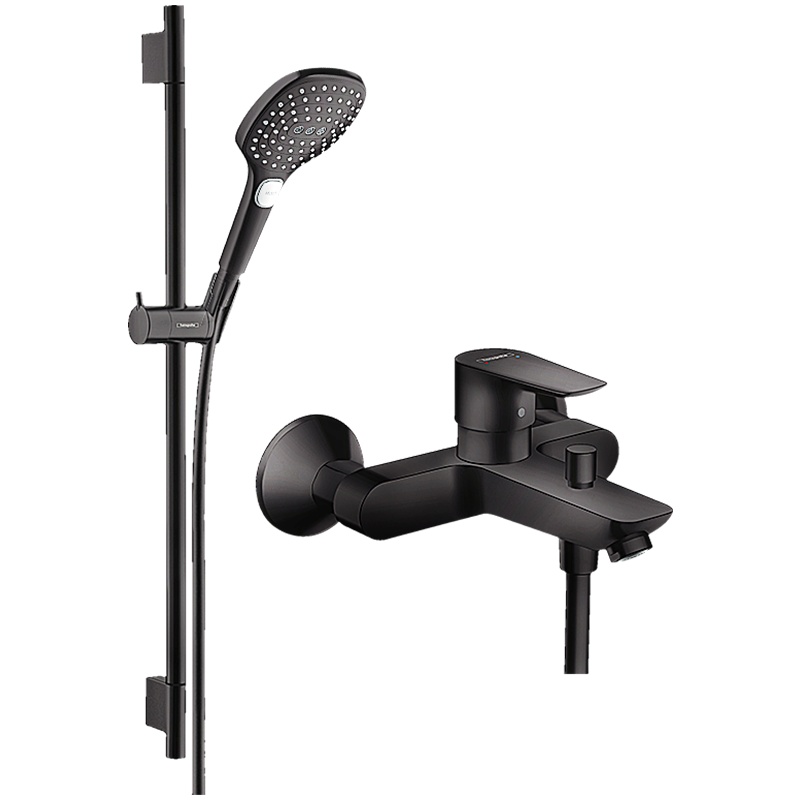 汉斯格雅花洒黑色淋浴花洒套装飞雨Selet 120三出水手持花洒莲蓬头带下出水龙头