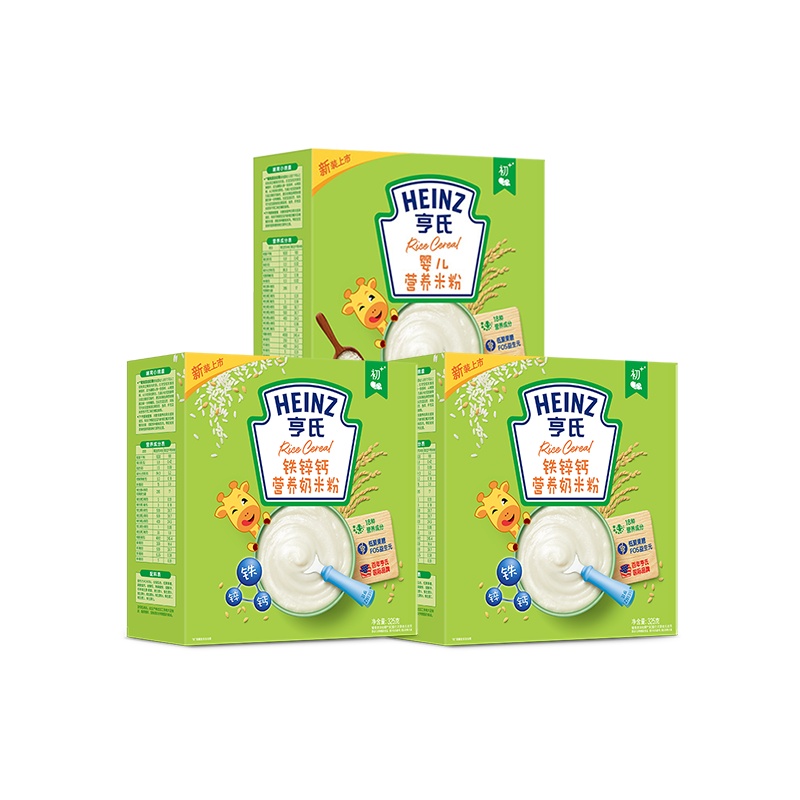 亨氏(Heinz)经典双口味米粉325g*3(铁锌钙325*2+营养米粉325*1)