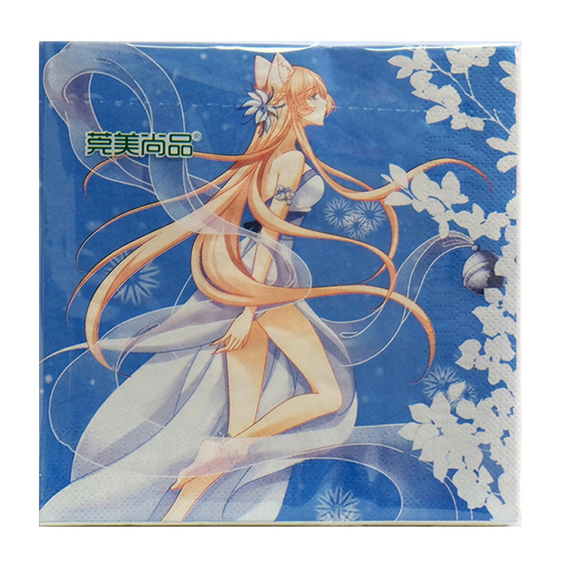 莞美尚品猫妖的诱惑再见倾心彩色餐巾纸原生木浆纸巾三层加厚家庭装10包