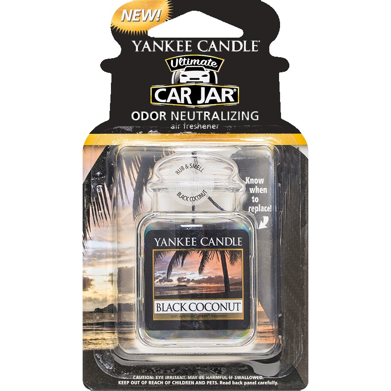 yankee candle扬基进口香薰固体车载挂饰香氛汽车香膏芳香车卡黑椰子 净重30g