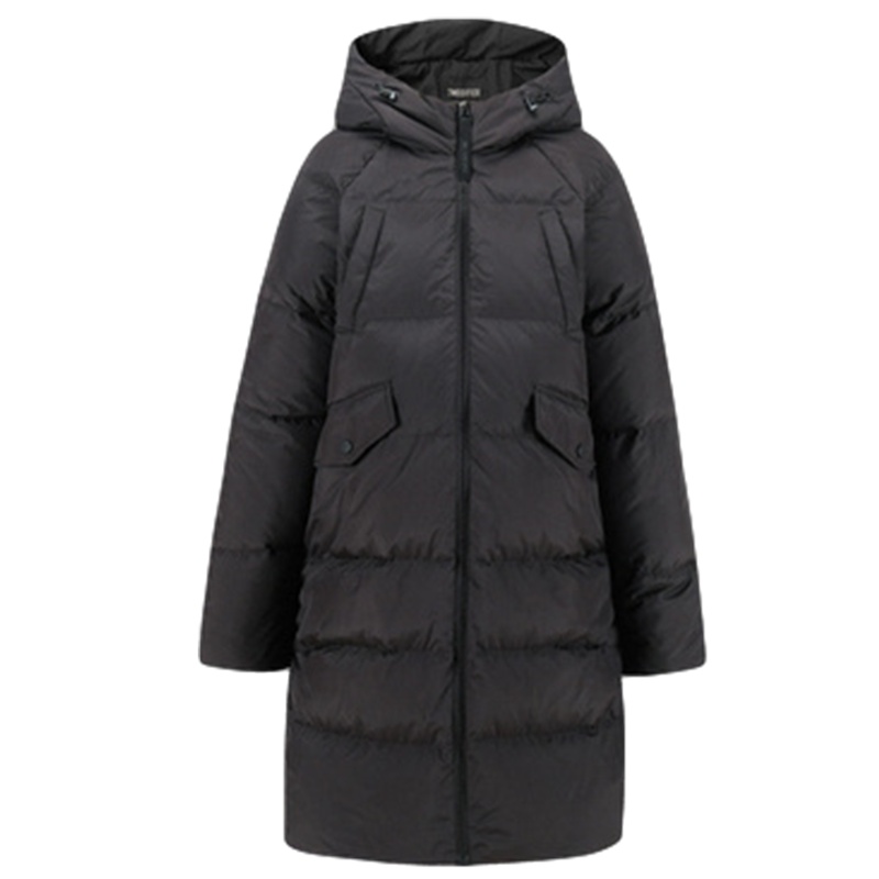 拉夏贝尔连帽羽绒服女中长款2019冬季新款韩版潮宽松加厚派克服女士长外套709D8009_792 S 修容色