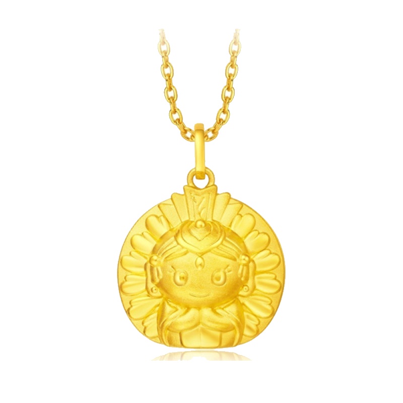 周大福生肖鼠千手观音菩萨足金黄金坠R19882