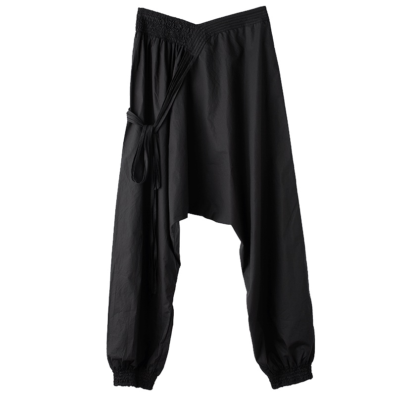 sdeer圣迪奥嘻哈范纯黑系带全棉束脚裤S17280827