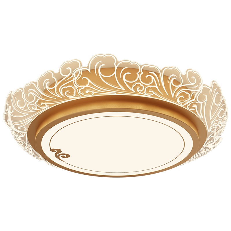 新中式吸顶灯轻奢大气圆形客厅灯个性创意餐厅卧室书房三色光灯具