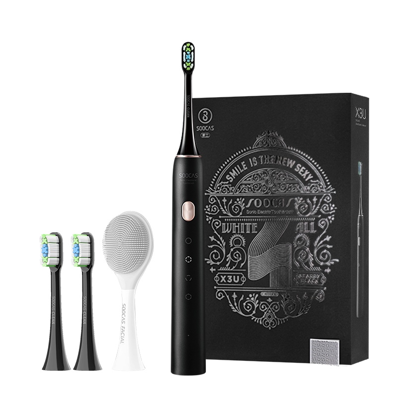 素士X3U电动牙刷 全自动成人净白声波情侣牙刷 星空黑套装礼盒版 节日送礼