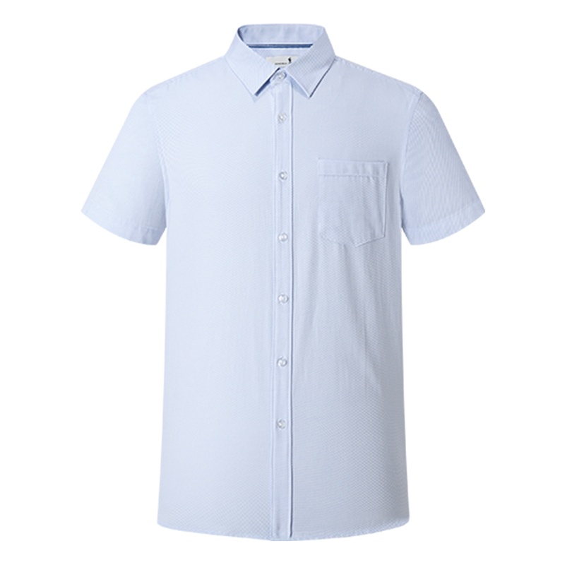 与狼共舞夏季新款经典百搭素色短袖休闲男士衬衫