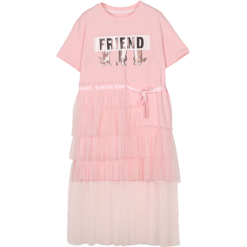 a02新款2020甜美少女卡通印花绑带网纱蛋糕裙连衣裙女DTV2D0121DR