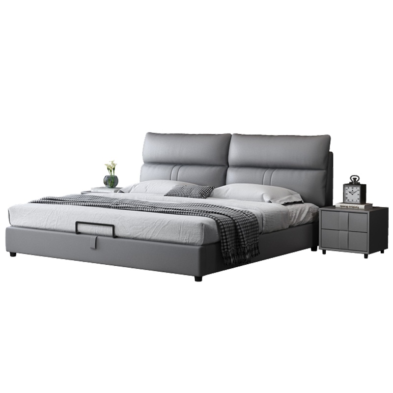 一米色彩 北欧皮床1.8米双人床现代简约卧室储物婚床1.5米小户型北欧软包大床 卧室家具