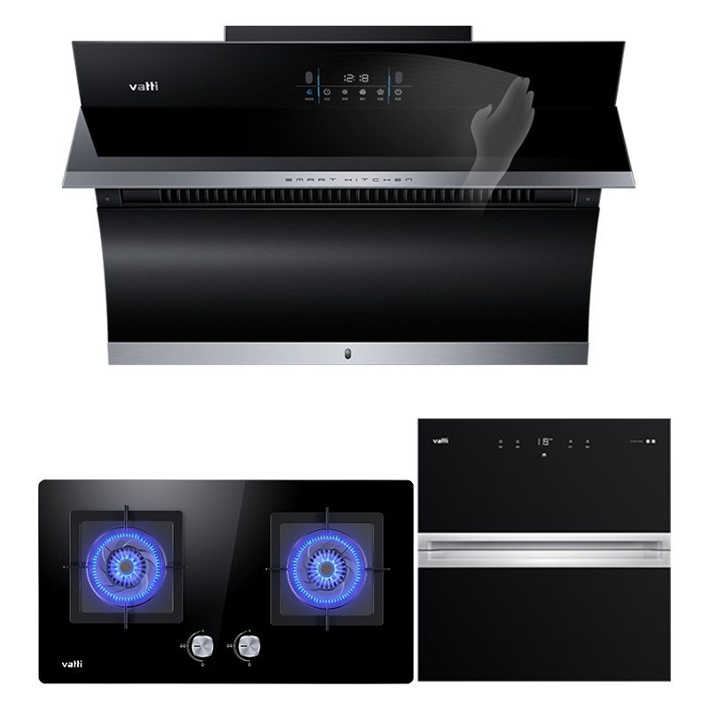 华帝(vatti)i11134+55B+i13025侧吸式抽油烟机燃气灶具消毒柜三件套 21立方智能挥手操控 天然气