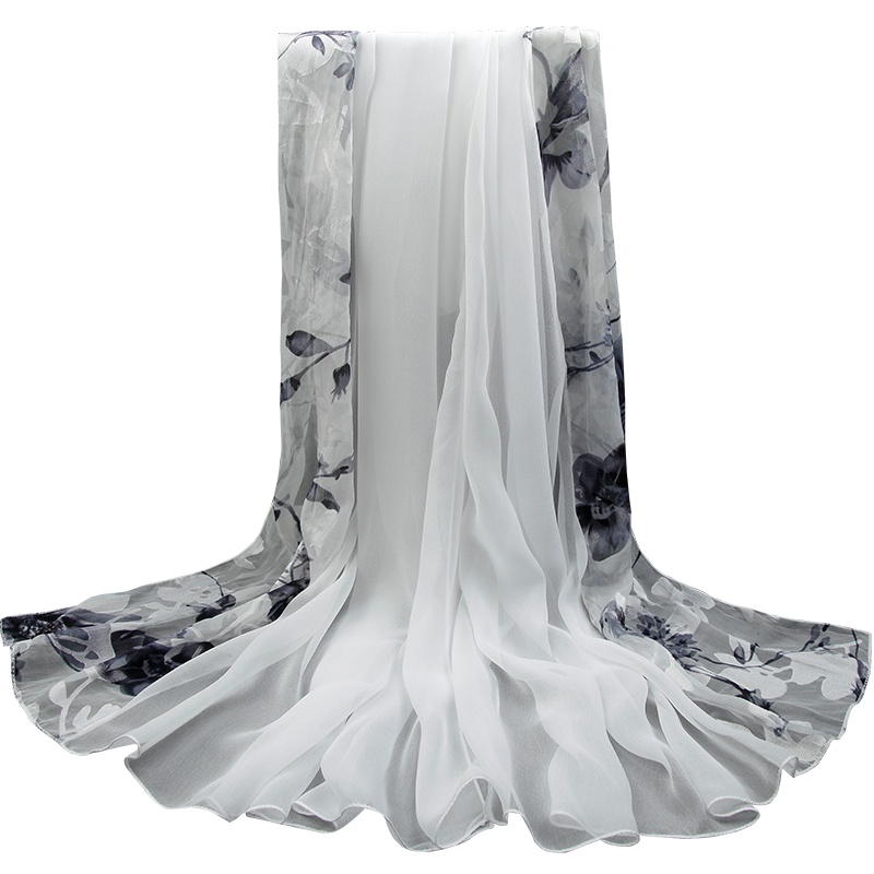 上海故事丝巾女夏季百搭薄款雪纺纱巾围巾超大轻薄沙滩巾防晒披肩